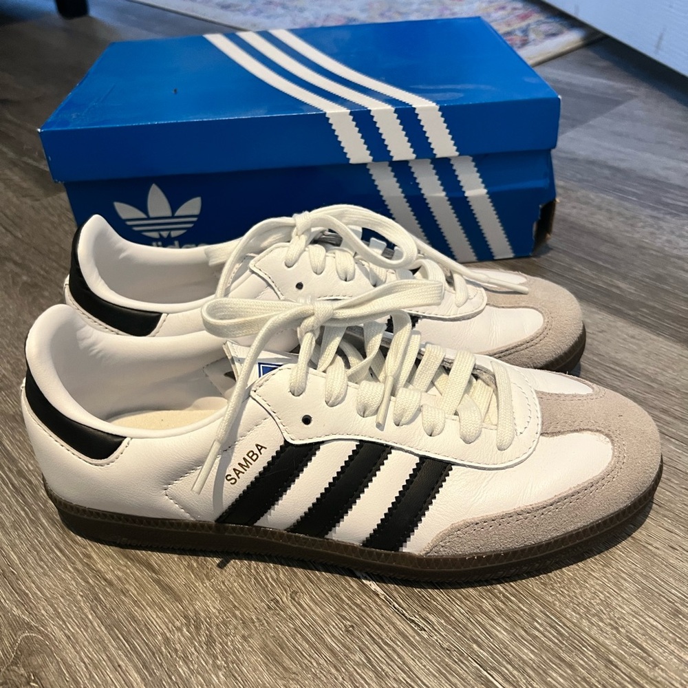 Adidas Samba White Black Tan Sneakers